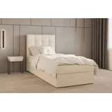 e-meubles Kontinentalbett, Boxspringbett, Bett mit bettkasten, Bonell-matratze und Topper, Doppelbett - Boxspringbett 05 - 90x200 - Beige - Hugo 01