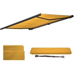 Ersatz-Bezug für Markise H123, Vollkassette Ersatzbezug Sonnenschutz 4,5x3m ~ Polyester gelb