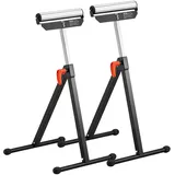Vevor 2er-Set Rollenbock, 61 kg Tragkraft, höhenverstellbar 68-108 cm,kappbarer Rollenständer mit 292,1 mm poliertem Stahlrollenkopf, Arbeitsbock für Tischkreissägen-Auslauf, Verlängerungsstütze