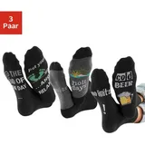 H.I.S. H.I.S Socken Packung, 3 Paar tlg. mit Bier Print, Gr. 43-46, schwarz, , 125373-43