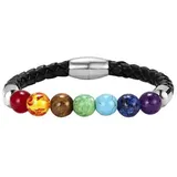 Saraswati Armband Leder Chakra Edelsteine 6 cm