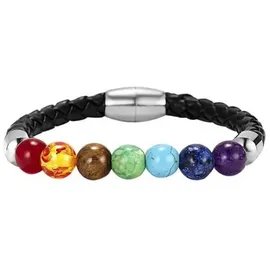 Saraswati Armband Leder Chakra Edelsteine 6 cm
