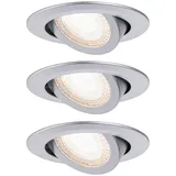 Paulmann LED Einbauleuchte 3er-Set chrom matt 3x 4.8W Set, 3-tlg. (92986)