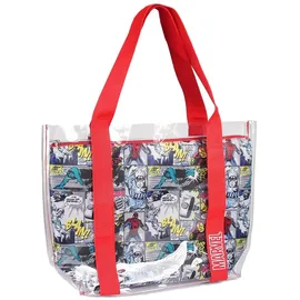 Cerdá LIFE'S LITTLE MOMENTS Asas, Bolsa de Playa Transparente con Compartamento Interior Impreso de Marvel Comic Unisex niños, Rojo, 33 cm