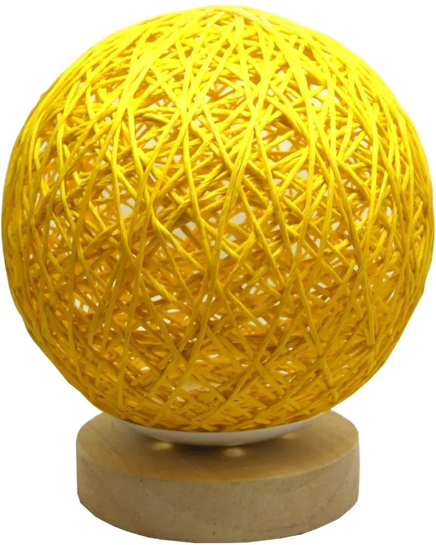 LED Tischleuchte Rattan Kugel gelb Nachttischleuchte USB Dekorativ Stimmung