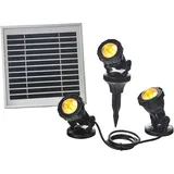 HEISSNER Solar Licht LED, 3er-Set Farbwechsel-Unterwasserspot mit Akku