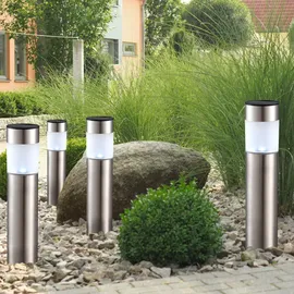 GLOBO LED Solar Erdspieß Leuchte Stecklampe Standleuchte Gartenlampe Stehleuchte, Edelstahl, jeweils 1x 0,06W, D x H 6,3 x 28 cm (inkl. Erdspieß), 12er Set