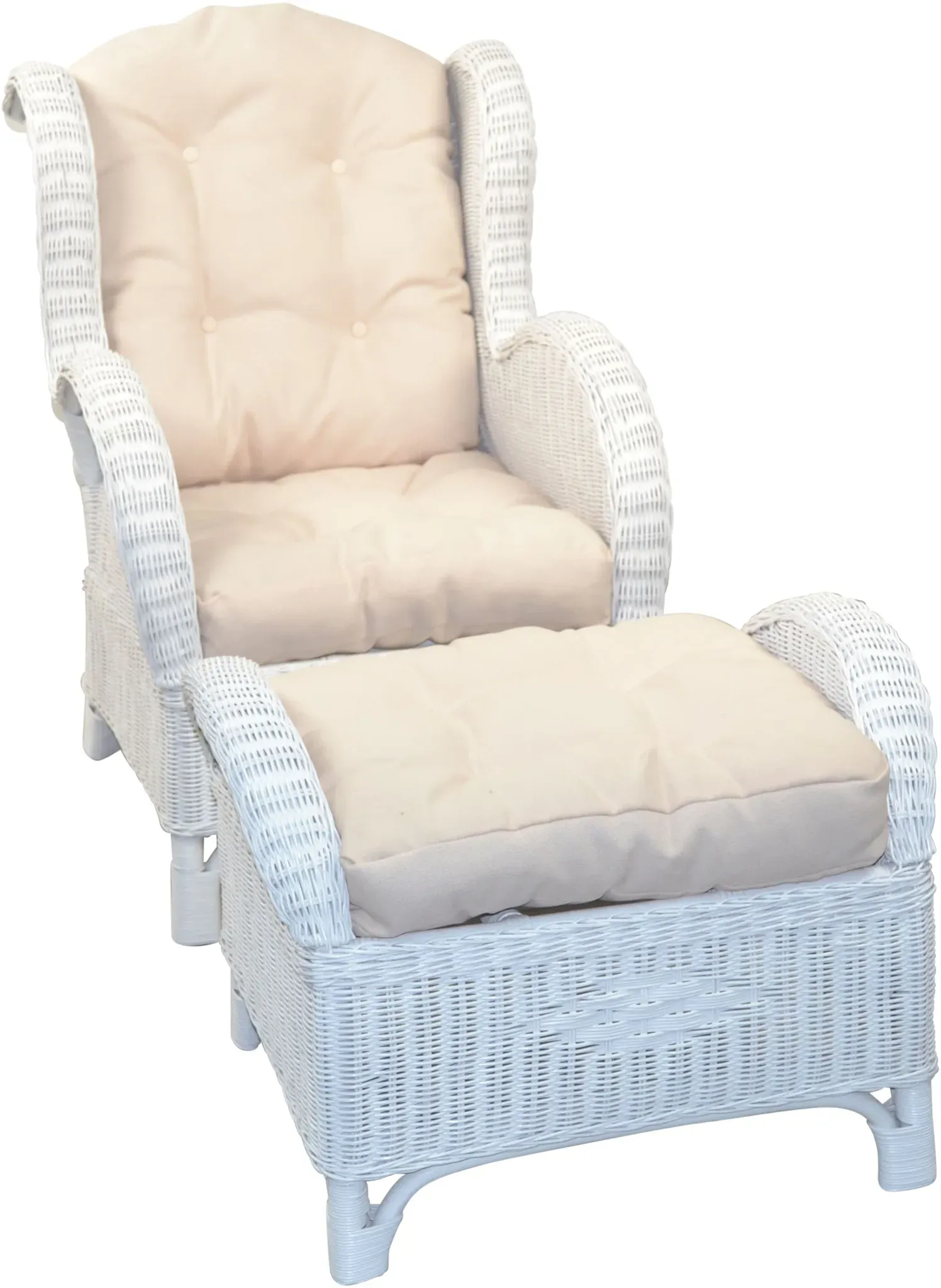 Ohrensessel, weiß, B:66cm H:96cm T:89cm, HOFMANN LIVING AND MORE, Sessel, Ohrensessel, Handgeflochten