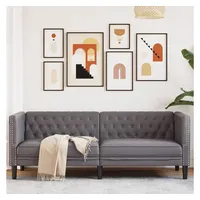 VidaXL Chesterfield-Sofa 3-Sitzer Grau Kunstleder