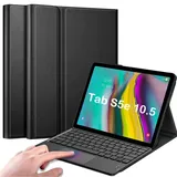 QYiiD Tastatur Hülle mit Touchpad für Galaxy Tab S5e 2019 SM-T720/T725/T727, Abnehmbare Kabellose Bluetooth QWERTZ Tastatur mit Schutzhülle/Trackpad für Galaxy Tab S5e 10.5 Zoll, Schwarz