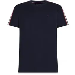 Tommy Hilfiger für Herren. MW0MW38632 T-Shirt mit markanten marineblauen Streifen (M), Lässig, Baumwolle, Kurzarm