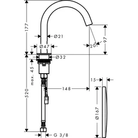 Hansgrohe Uno Elektronik-Waschtischmischer Brushed Bronze