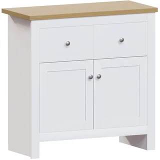Vida Designs Arlington Sideboard mit 2 Schubladen und 2 Türen Schrank Anrichte Aufbewahrung MDF Möbel Weiß