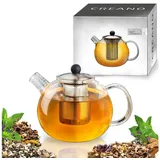 Creano 608 Teekanne Einzelne Teekanne 1000 ml Edelstahl, Transparent