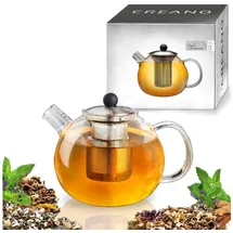 Creano 608 Teekanne Einzelne Teekanne 1000 ml Edelstahl, Transparent