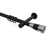 Interdeco GARDINENSTANGE Prestige Tanara 240 cm (geteilt in 2 x 120 cm), 1-läufig, 20 mm Ø Schwarz