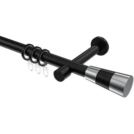 Interdeco GARDINENSTANGE Prestige Tanara 240 cm (geteilt in 2 x 120 cm), 1-läufig, 20 mm Ø Schwarz