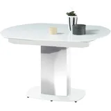 Stolkom Esstisch ausziehbar Ø 130-190 Super White Glas / Edelstahl