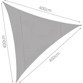 gardlov Sonnensegel Dreieckig 4x4x4 m für zuverlässigen Sonnenschutz Wasserdicht inkl. Befestigung Garten Strand Camping 23142, Farbe:Grau - Grau