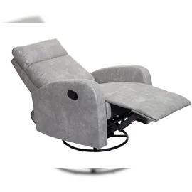 Mendler HWC-A54 Premium, Relaxsessel Schaukelstuhl Wippfunktion, drehbar ~ Stoff/Textil hellgrau