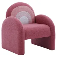 WAHSON OFFICE CHAIRS Kindersessel aus Teddystoff gepolsterter Kinderstuhl mit Armlehne Kindercouch rosa