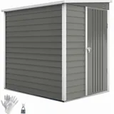 Outsunny Metall Gerätehaus 2,3m2 142x184x181cm Geräteschuppen mit Fundament - Hellgrau