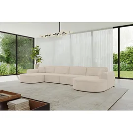 altdecor Wohnlandschaft MARI-U2 - 388x171x79 cm, Beige Velours