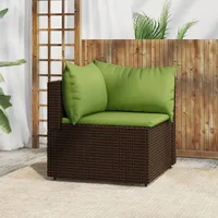 Yolola Balkonmöbel Lounge Kleiner Balkon Gartensofa Set mit Kissen Balkonmöbel Set Braun und Grün Rattan Gartenmöbel Set Lounge Balkonsofa mit Ecksofa