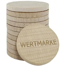 CombiCraft Gravierte Echtholz Marken Ø29mm Wertmarke - 100 Stück