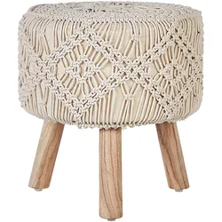 Hocker Baumwolle beige Makramee MANZAI