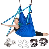 ARNTY Yoga Hängematte Set Aerial,Aerial Yogatuch,Aerial Yoga Hammock Swing mit Tragetasche und Verlängerungsgurten (Upgrade Hellblau & Blau)