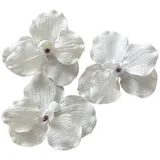 2474U Kunst-Blüte auf Clip Orchidee weiß 10 cm 3er-Set, naturgetreue Seidenblüte