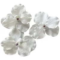 2474U Kunst-Blüte auf Clip Orchidee weiß 10 cm 3er-Set, naturgetreue Seidenblüte