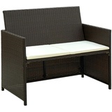 vidaXL 2-Sitzer-Gartensofa mit Polstern Braun Poly Rattan