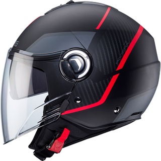 Caberg Riviera V4 X Geo, casque à jet - Mat Noir/Gris/Rouge - XS