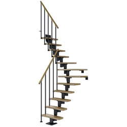 DOLLE Mittelholmtreppe »Dublin«, eichenholz, 14 Stufen, bis 337cm Raumhöhe - grau