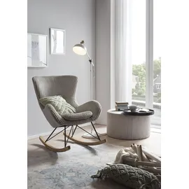 SalesFever Schaukelstuhl grau Textil 76 x 103 x 100 cm mit Kissen