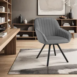 Tectake Armlehnstuhl Grau, 58x82x58 cm, Esszimmer, Stühle, Esszimmerstühle, Armlehnenstühle