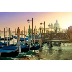 Fototapete PAPERMOON "Venedig Boote", bunt, B:4,00m L:2,60m, Vlies, Tapeten