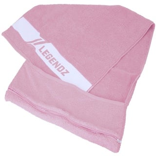 LegendZ - Sporthandtuch mit 2 Taschen, Reißverschluss & Fixierung - OekoTex100 Zertifiziert aus Reiner ägyptischer Baumwolle - Extra antibakteriell Dank patentierter Nanobeschichtung (112x50cm rosa)