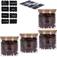 George's 4er Set Vorratsglas mit Bambusdeckel und 8 Kreidetafel-