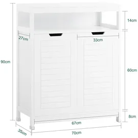SoBuy BZR121 Badkommode 70 x 90 x 35 cm Weiß