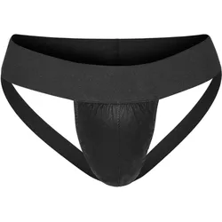 Jock Strap mit Lederklappe, schwarz, M