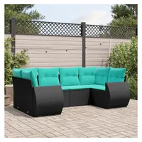 vidaXL Gartensofa-Set 6-tlg. blau/schwarz