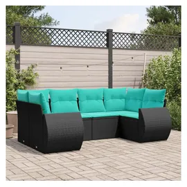 vidaXL Gartensofa-Set 6-tlg. blau/schwarz