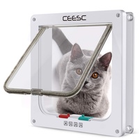 CEESC Katzenklappe Magnetische Haustiertür mit 4-Wege-Schloss für Katzen, Kätzchen und Kätzchen, 3 Größen und 2 Farboptionen (Innengröße: 15,7cm(B) x 16cm (H), Weiß)