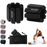 BECOJADDE Gewichtsmanschetten fuß 0.9 KG Je Gewichte für Beine und Arme Set 2 Ankle Weights Handgelenk Gewichte Knöchelgewichte Fussgewichte für Joggen Cardio Aerobic Krafttraining Schwarz
