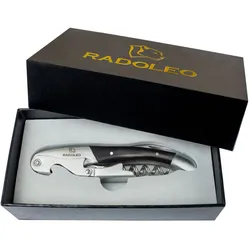 RADOLEO® Kellnermesser EBONY - Korkenzieher & Wein√∂ffner | Profi Sommeliermesser & Flaschen√∂ffner