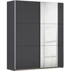 Schwebetürenschrank RAUCH "Kleiderschrank Garderobe TOPSELLER AURELIO mit 3 Ausstattungsvarianten", grau (graumetallic), B:175cm H:210cm T:59cm, Holzwerkstoff, Schränke, 3 verschiedene Ausstattungsvarianten Griffe aus Metall MADE IN 
