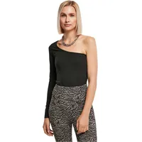 URBAN CLASSICS Ladies Organic Asymmetric One Sleeve Body - Schwarz